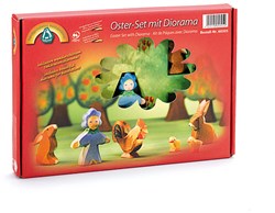 Ostheimer Holzspielzeug Oster-Set mit Diorama 7-teilig dekorativ