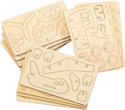 Colorations Holz-Bausatz 3D Fahrzeuge Set von 4 Spielzeug