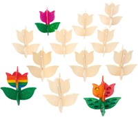 Colorations Holz Bastelset Tulpe - Kreatives Spielzeug Set von 12
