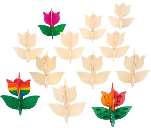 Colorations Holz Bastelset Tulpe - Kreatives Spielzeug Set von 12