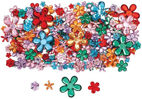 Colorations - Bunte Blumen Strasssteine Bastelset 300 Stück Mehrfarbig-2