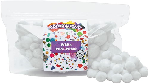 Colorations - Pom Poms Wit, 100st.