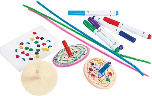Colorations Holz Kreisel Set - 24 Stück kreatives Spielzeug für Kinder-2