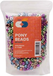 Colorations Pony Perlen Metallic 6x9 mm 1000 Stück Bastelset
