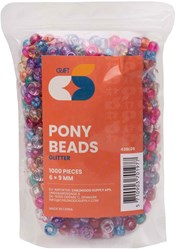 Colorations Pony Perlen Glitter Set - 1000 Stück Bastelperlen Multi