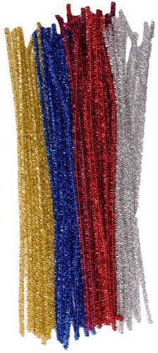 Colorations Glitzer Chenilledraht Bastelset - 50 Stück bunte Farben
