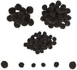 Colorations Mini Pompons schwarz 100 Stück Bastelmaterial