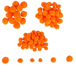 Colorations Mini Pompons orange Bastelmaterial 100 Stück für Kinder