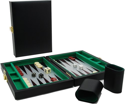HOT Games Backgammonkoffer magnetisch schwarz 23x17