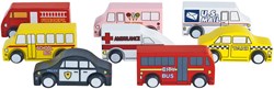 Colorations Holzspielzeug Lastwagen Set - 10 Stück - Holzfahrzeuge