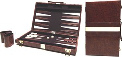 HOT Games Backgammon Koffer braunes Vinyl 46x30 cm Strategiespiel