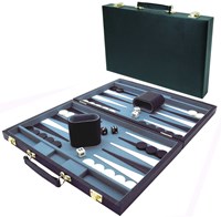 HOT Games Backgammonkoffer 38 cm. Schwarz einfarbig