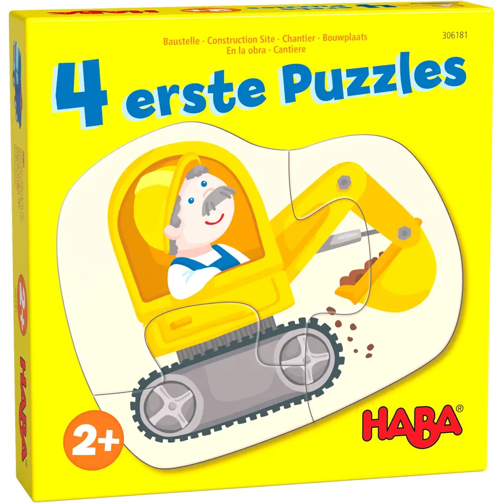 Haba Puzzle Baustelle - 4 erste Kartonpuzzles für Kinder ab 2 Jahren