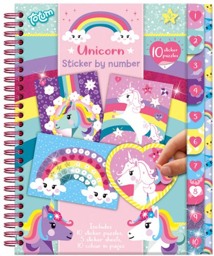 Aufkleber Einhorn auf Zahlenheft 072008