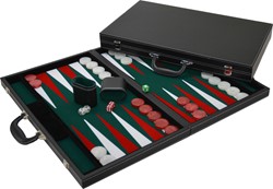 HOT Games Backgammon schwarz gesteppt inklusive Filz grün/schwarz 46cm