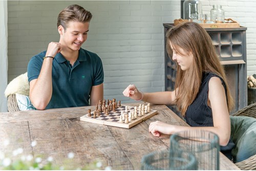 Longfield Games Schach Backgammon Holz klappbares Brettspiel-3