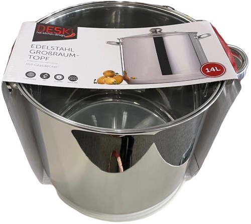 Soeppan met glasdeksel 14L inductie