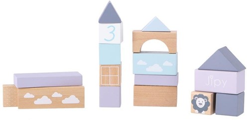Jipy Holz Bausteine Spielzeugtonne 48-teilig für Kinder-2