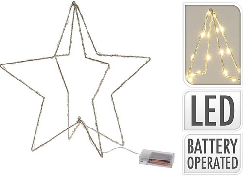 Kerstster LED Dekoration goldfarben 37 cm warmweißes Licht