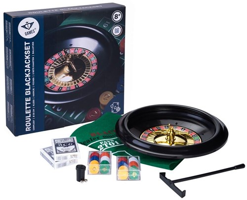 Roulette Black Jack Set Casino Spiel 30 cm komplett mit Spielmatte-2
