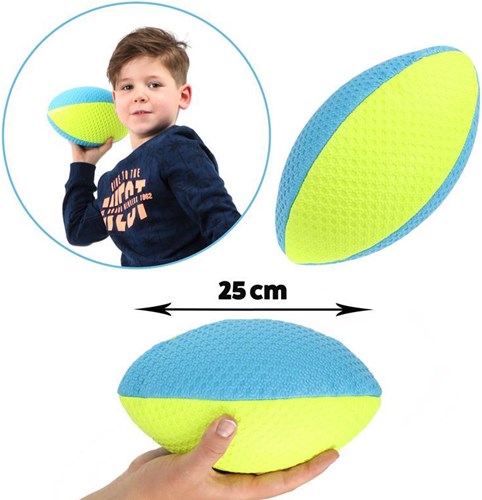 Toi-Toys Rugbyball Neon Blau Gelb Sportspielzeug für Kinder