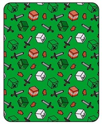 Flanelldecke Minecraft Fleece grün 110x150cm Gaming Geschenk