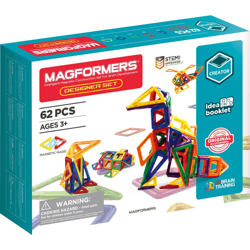 MAGFORMERS Magnetspielzeug Designer Set 62-teilig Lernspielzeug
