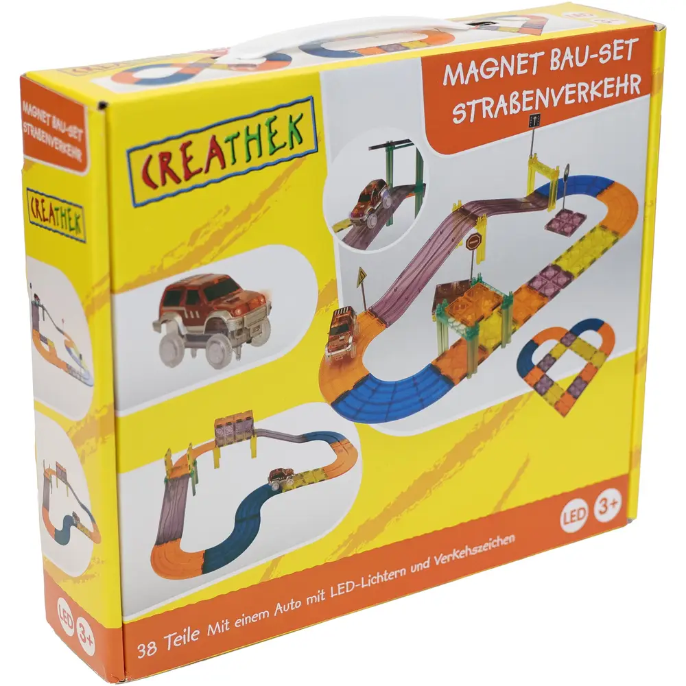 Creathek magnetisches Bauspielzeug Auto Set - 38-teiliges Magnet Baukasten