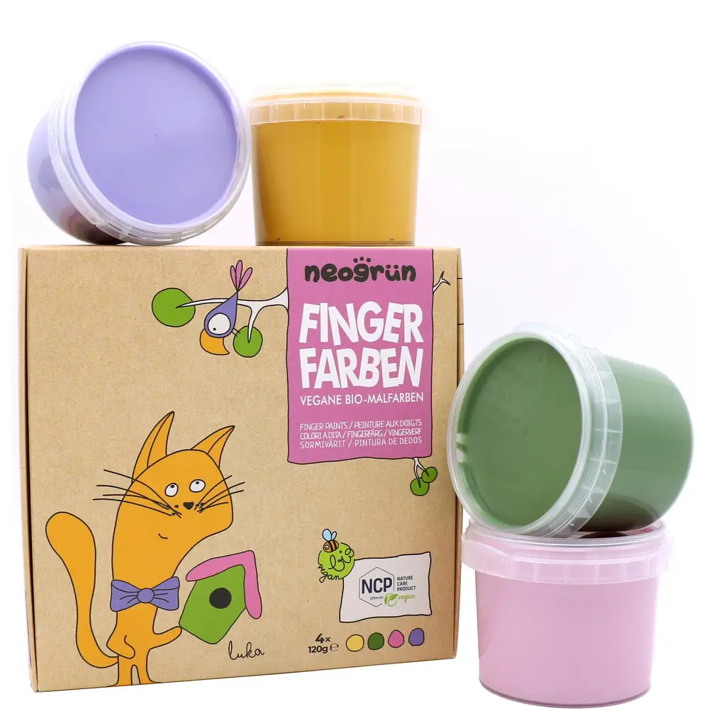 Vedes Bio-Fingerfarben 4er Set Luka vegan und natürliche Kinderfarben