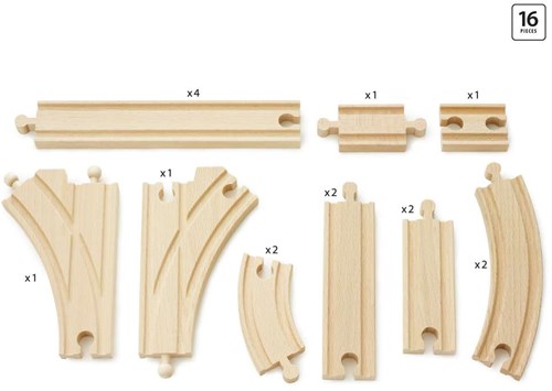 Brio Holz Eisenbahn Erweiterungsset midi - 16-teiliges Schienenpaket-3