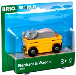 Brio Spielzeug Eisenbahnwagen mit Elefant - 33969 - stoßfest