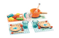 Djeco Küchenspielzeug Kätzchen FSC Holz Geschirrset für Kinder