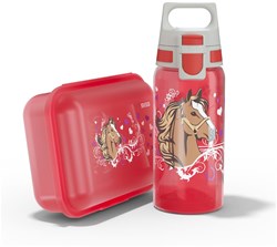SIGG Schulset Pferde - Trinkflasche und Brotdose - BPA-frei - mehrfarbig