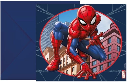 Globos Spider-Man Einladungskarten FSC Papier 6 Stück mit Umschlägen