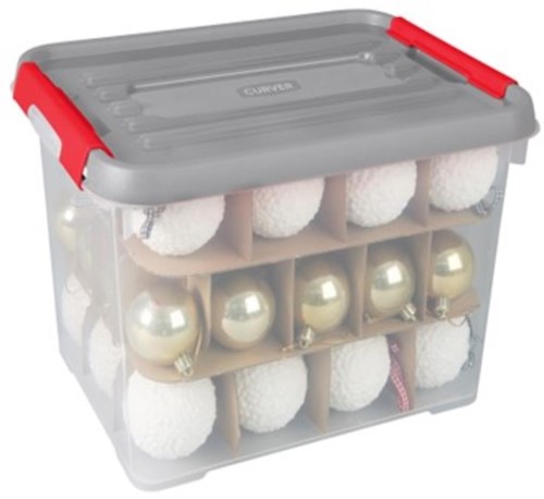 Curver Aufbewahrungsbox Weihnachtskugeln 65L Kunststoff mit Deckel transparent
