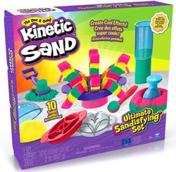 Spin Master Kinetic Sand - Ultimate Sandisfying-Set Met 907 gram Roze Geel En Blauwgroen Speelzand - Met 10 Vormen En Gereedschappen