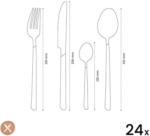Amefa Besteckset Eclat 24-teilig Himbeer modern Edelstahl Tischset-3