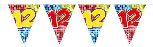 Folat Geburtstagsgirlande 12 Jahre - bunte Wimpelkette 3 Meter-2