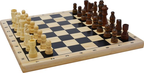 HOT Games Schach-Set Holz bedruckt 29x29 cm.