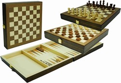 HOT Games Schach-Dame-Backgammon-Kass.ingel.29x29cm