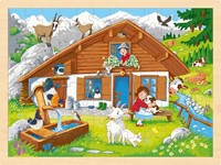 Goki Holzpuzzle Alpen 96 Teile Lernspielzeug für Kinder