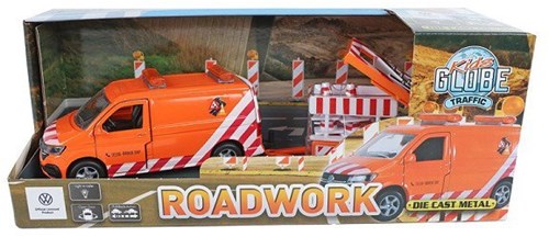 VW Transporter Spielzeugauto mit Pfeilwagen und Licht Die-Cast Kids Globe-3