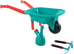 Spielzeug Schubkarre Set mit Gartengeräten grün für Kinder