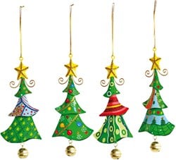 Metalen Kersthangers Kerstboom, 4st.