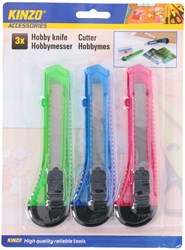 Hobby Messer Set Cutter Kunststoff 3 Stück Mehrfarbig Abbrechmesser