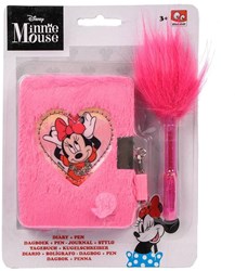 Minnie Mouse Tagebuch Plüsch rosa mit Schloss und Stift für Kinder