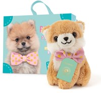 Studio Pets Plüsch Hund Kuscheltier Pomeranian mit Koffer und Stickern