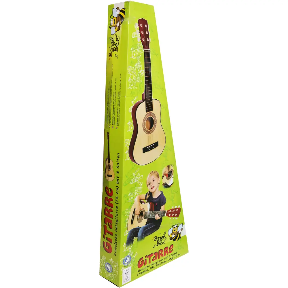 Vedes Holzgitarre mit 6 Saiten, 75cm Kindergitarre Musik