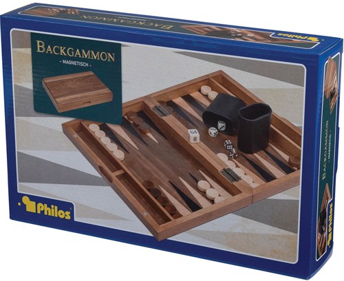 Philos Backgammon magnetisch Makra klein Reisespiel Holz