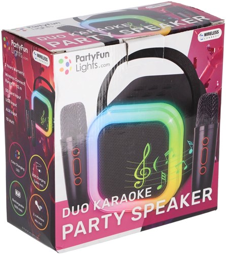 Karaoke Duo Set Party Lautsprecher mit zwei Mikrofonen schwarz kabellos